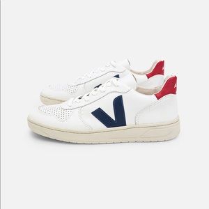 Veja V-10 Leather Sneakers, Red